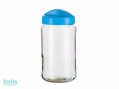 Банка для сыпучих продуктов Avena 1,5 л, голубая лагуна, BEROSSI (Изделие из стекла и пластмассы. Литраж 1.5л)