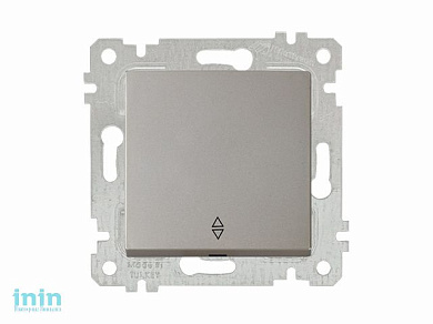 Выключатель проходной 1-клав. (скрытый, без рамки, винт. зажим) титан, RITA, MUTLUSAN (10 A, 250 V, IP 20)