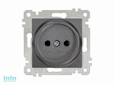 Розетка 1-ая (скрытая, без рамки, б/з) дымчатая, RITA, MUTLUSAN (16 A, 250 V, IP 20)