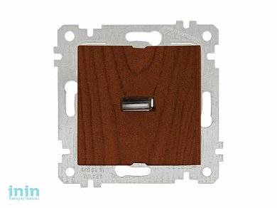 Розетка 1-ая USB (скрытая, без рамки) орех, RITA, MUTLUSAN (USB charge, 5V-2.1A)