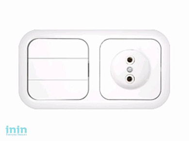 Блок выкл. 3 клав. + розетка (скрытая, б/з) белая, Гармония, BYLECTRICA (Выключатель трехклавишный + розетка скрытой установки Гарантийный срок:24 мес