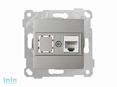 Розетка компьютерная 1xRJ45 (Cat5e, скрытая, без рамки) титан, RITA, MUTLUSAN