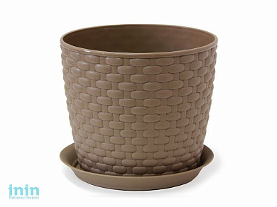 Кашпо РОТАНГ 3л с поддоном (бежевый) (IDEA)