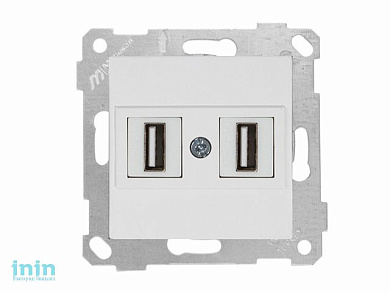 Розетка компьютерная 2хUSB (скрытая, без рамки) белая, RITA, MUTLUSAN (2xUSB 2.0 port, highspeed, 480Mps, 60Mb/sec)