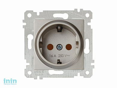 Розетка 1-ая (скрытая, без рамки, с/з, шторки) титан, RITA, MUTLUSAN (16 A, 250 V, IP 20)