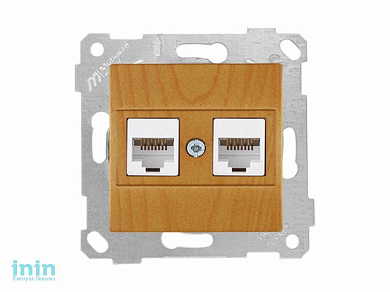Розетка компьютерная 2xRJ45 (Cat6, скрытая, без рамки) дуб, RITA, MUTLUSAN