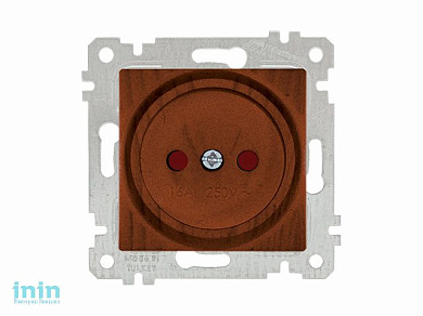 Розетка 1-ая (скрытая, без рамки, б/з, шторки) орех, RITA, MUTLUSAN (16 A, 250 V, IP 20)