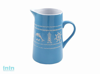 Кувшин керамический, 1050 мл, Морская история, голубой, PERFECTO LINEA (Функционал+декор)