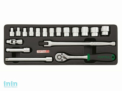 Набор-сет головок 3/8" 18предм. 6гр. 136х364мм TOPTUL (GCAT1808)