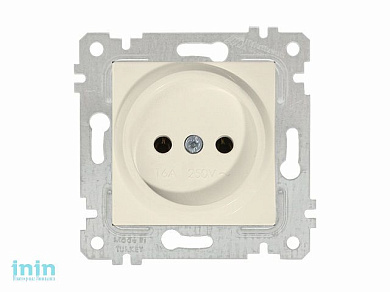 Розетка 1-ая (скрытая, без рамки, б/з) кремовая, RITA, MUTLUSAN (16 A, 250 V, IP 20)